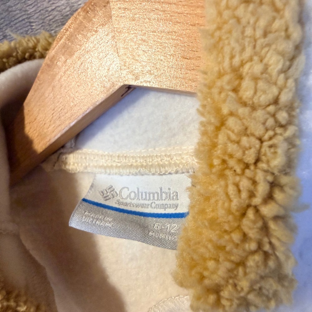 Columbia Fleece Bunting Infant 6-12 Months Cream Hooded Cozy Winter Outdoor - Picture 4 of 5